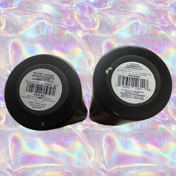 Iridescent Silver Black Leopard Print Tumbler Set NWT Cold or Hot Beverages 22.5 - Picture 3 of 5